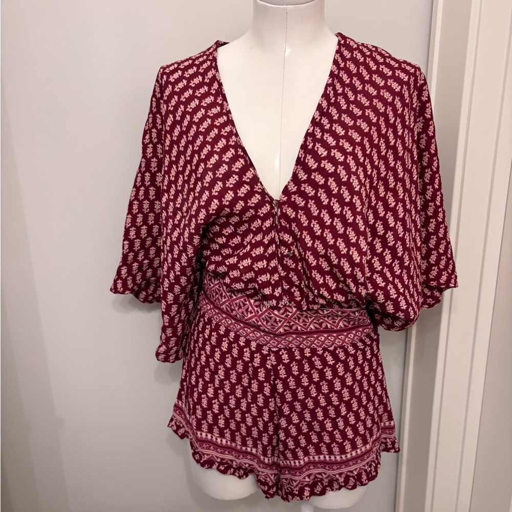 Blue Life Boho Patterned V-Neck Romper